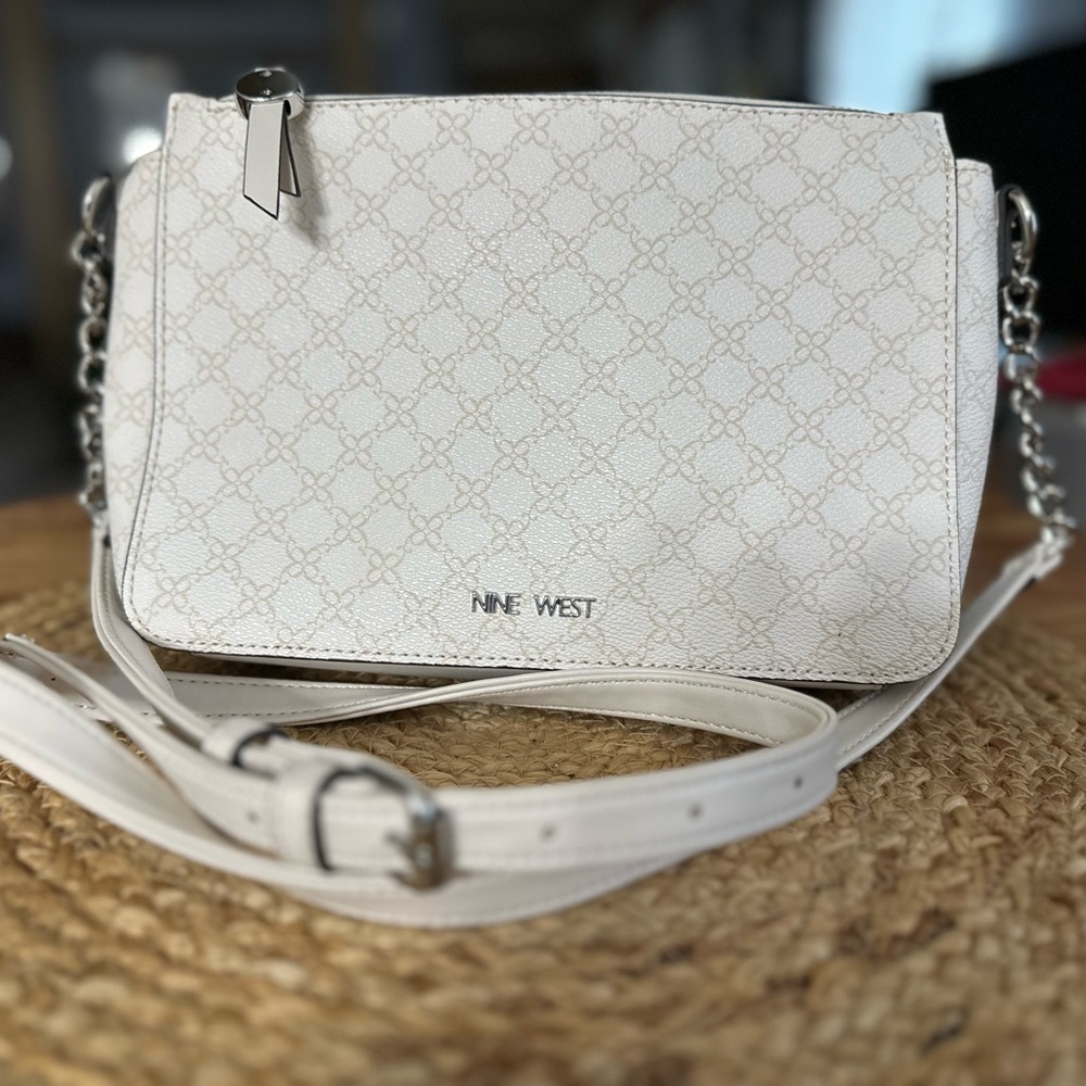 Nine West Cream Crossbody Bag with Chain Strap